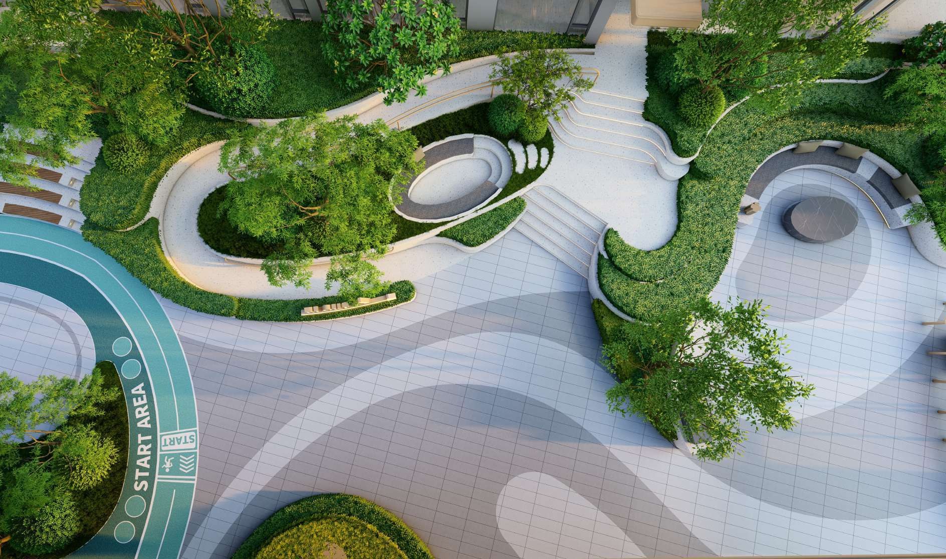 Artist’s impression of SKYONE’s landscaped recreation garden